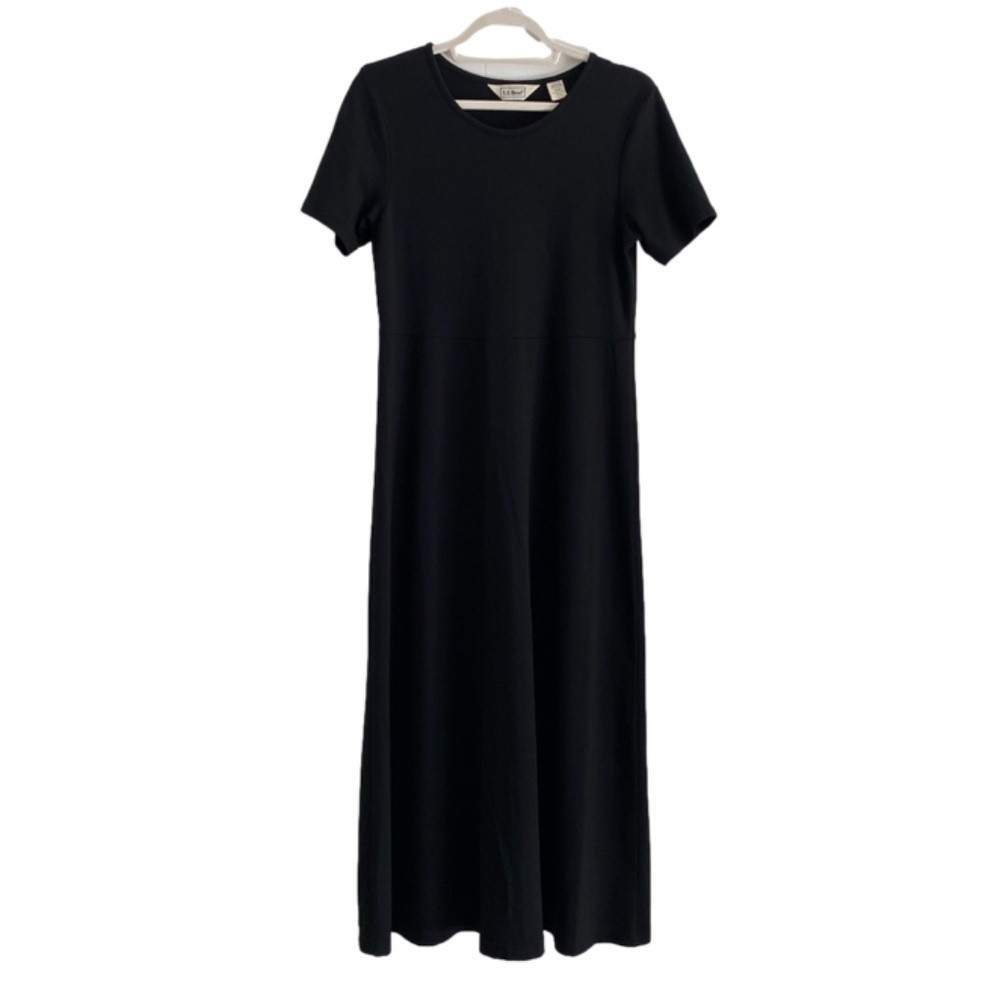 LL Bean black short sleeve maxi dress size medium